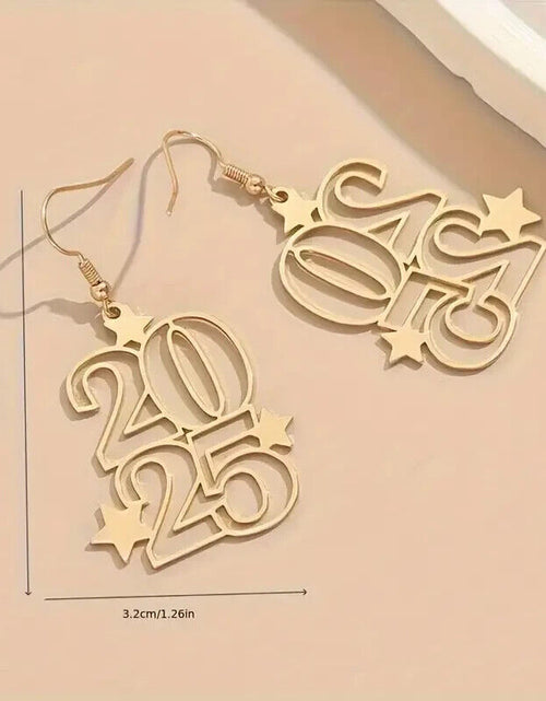 Load image into Gallery viewer, 2025 New Year Eve Celebration Golden Drop &amp; Dangle Earrings
