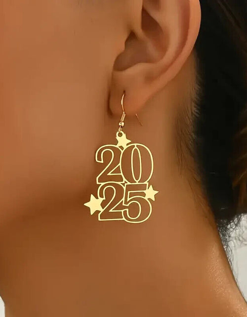 Load image into Gallery viewer, 2025 New Year Eve Celebration Golden Drop &amp; Dangle Earrings
