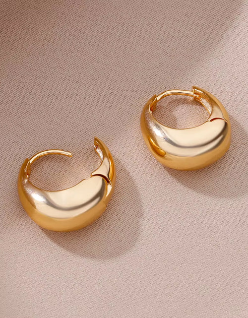 Load image into Gallery viewer, U Shape Hoop Earrings for Women Smooth Gold Plated Stainless Steel Earrings Female Classic Statement Wedding Ear Jewelry Aretes
