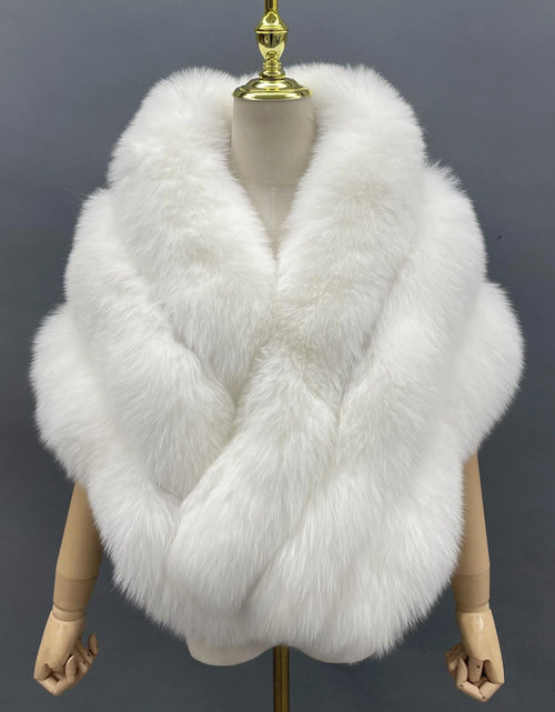 Load image into Gallery viewer, Janefur Woman Fox Fur Shawl Fluffy Fur Cape Natural Fur Poncho Fur Lady Scarf Wrap Coat Shawl Wedding Party Clothing
