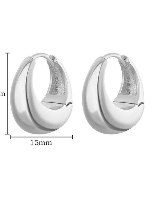 Load image into Gallery viewer, U Shape Hoop Earrings for Women Smooth Gold Plated Stainless Steel Earrings Female Classic Statement Wedding Ear Jewelry Aretes
