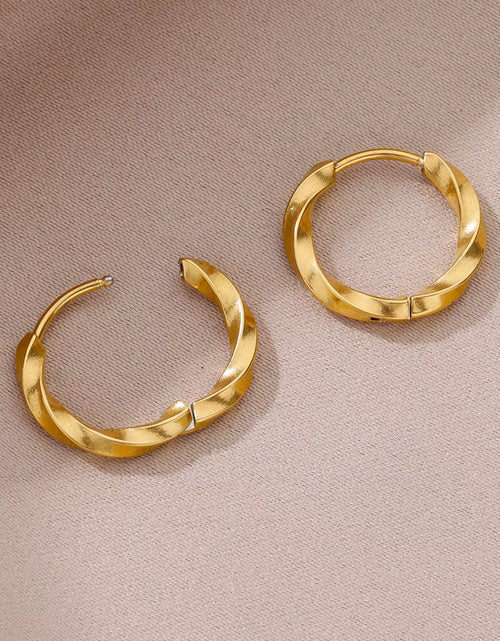 Load image into Gallery viewer, U Shape Hoop Earrings for Women Smooth Gold Plated Stainless Steel Earrings Female Classic Statement Wedding Ear Jewelry Aretes
