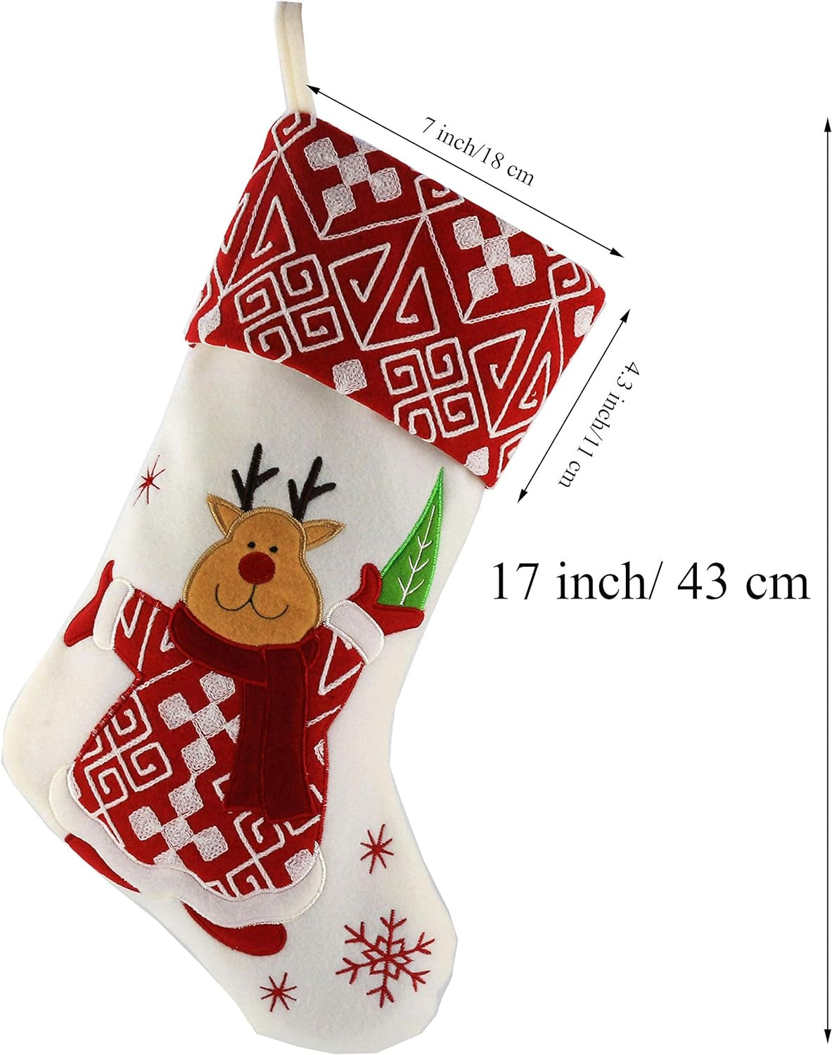 Classic Christmas Stockings Set of 2 Santa, Snowman Xmas Character 17 Inch (Style 4)