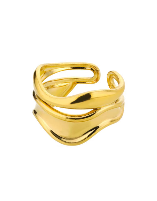 Load image into Gallery viewer, Luxury Wide Wave Rings for Women Gold Color Stainless Steel Ring 2024 Trend Elegant Aesthetic Jewelry Couple Gift Anillos Mujer
