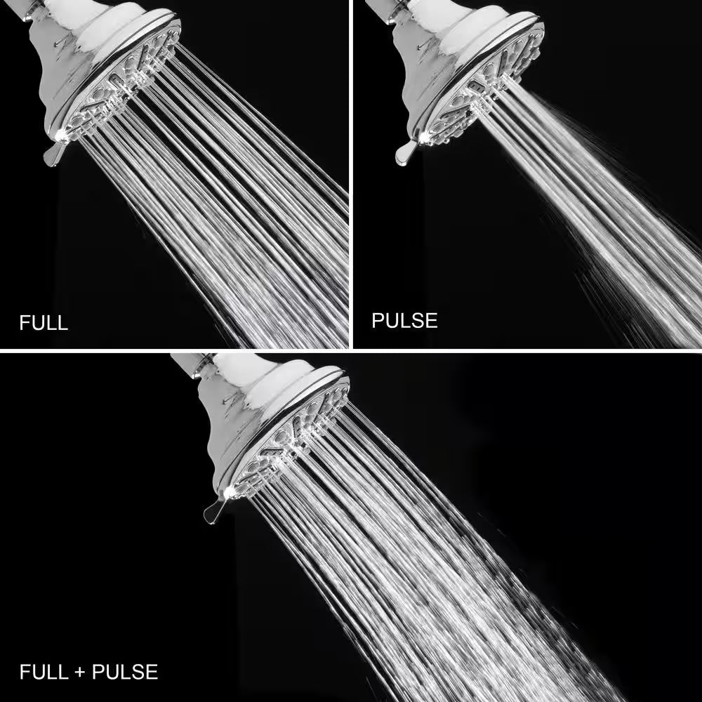 3-Spray Patterns 3.5 In. Single Wall Mount Fixed Shower Head in Chrome