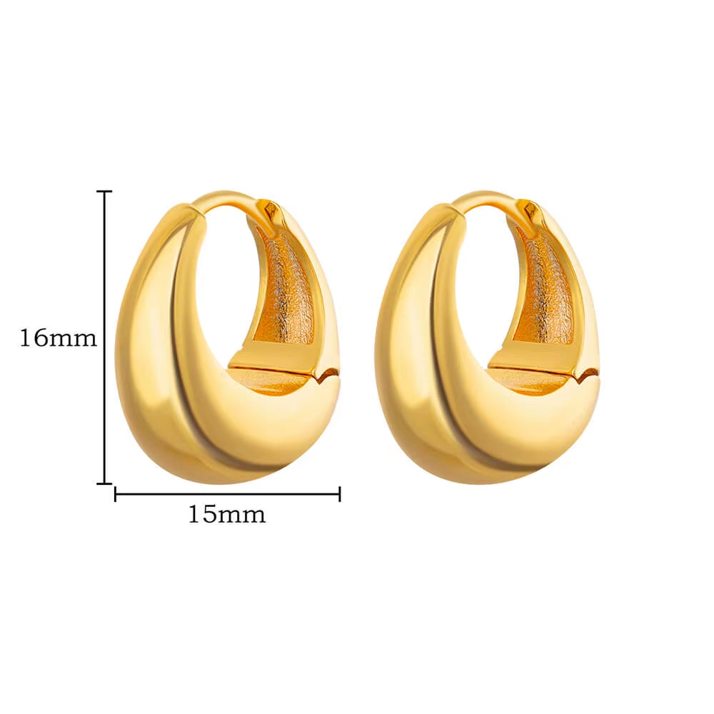 U Shape Hoop Earrings for Women Smooth Gold Plated Stainless Steel Earrings Female Classic Statement Wedding Ear Jewelry Aretes