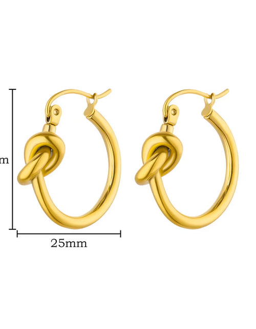 Load image into Gallery viewer, U Shape Hoop Earrings for Women Smooth Gold Plated Stainless Steel Earrings Female Classic Statement Wedding Ear Jewelry Aretes
