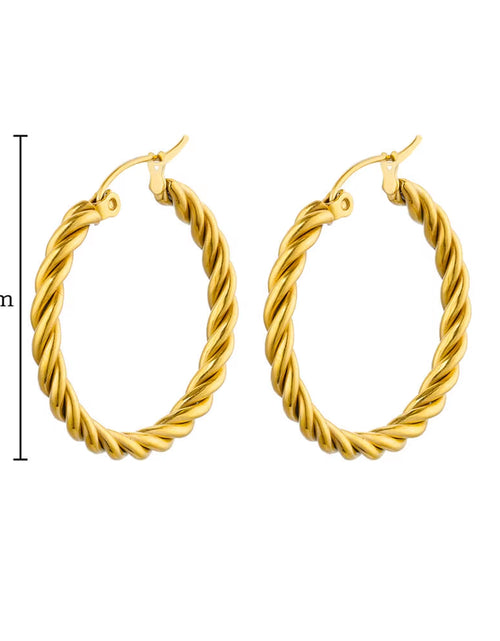 Load image into Gallery viewer, U Shape Hoop Earrings for Women Smooth Gold Plated Stainless Steel Earrings Female Classic Statement Wedding Ear Jewelry Aretes
