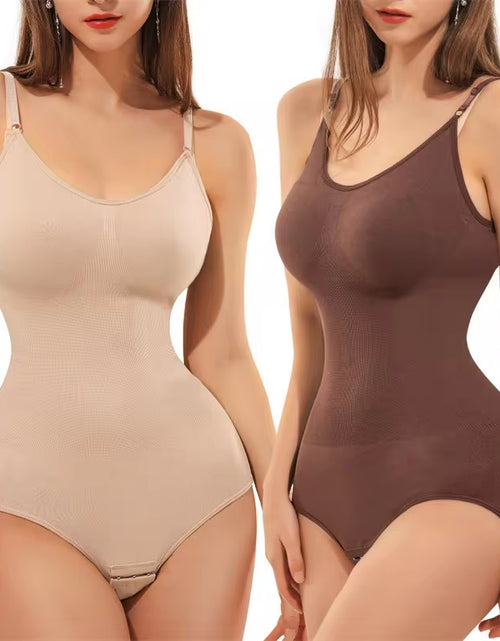 Load image into Gallery viewer, Super Sale V Neck Spaghetti Strap Bodysuit Compression Body Suits Open Crotch Shapewear Slimming Body Shaper Smooth Out Bodysuit
